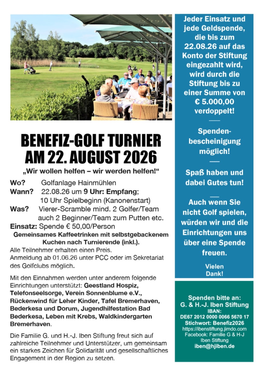 Plakat Benefiz-Golfturnier 2026